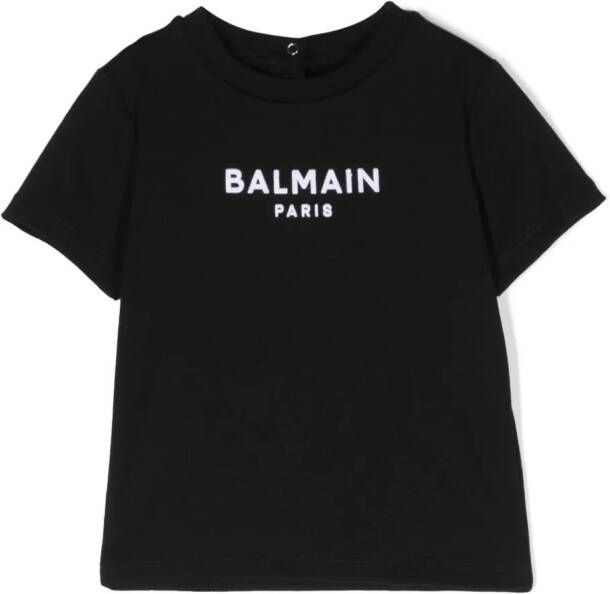 Balmain Kids T-shirt met logo-reliëf Zwart