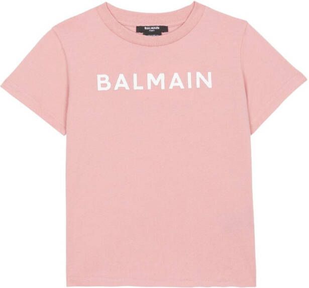 Balmain Kids T-shirt met logo Roze
