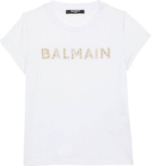 Balmain Kids T-shirt met logo Wit