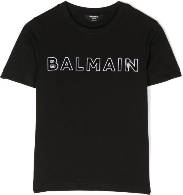 Balmain Kids T-shirt met logo Zwart