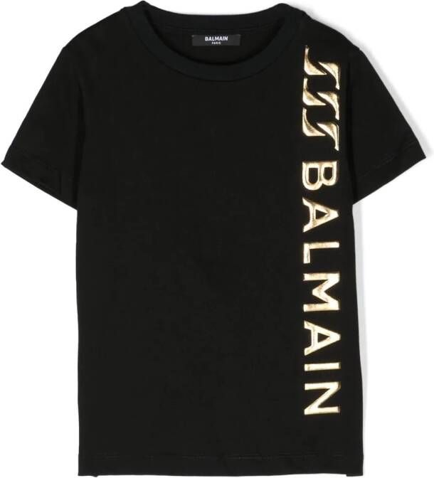 Balmain Kids T-shirt met logopatch Zwart