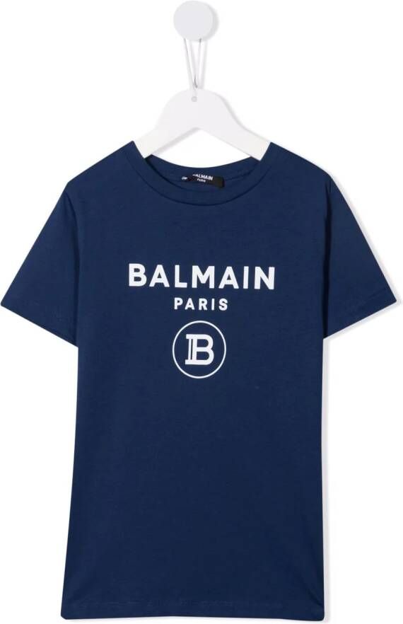 Balmain Kids T-shirt met logoprint Blauw