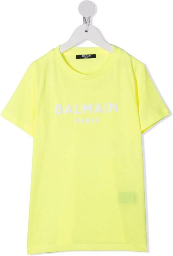 Balmain Kids T-shirt met logoprint Geel