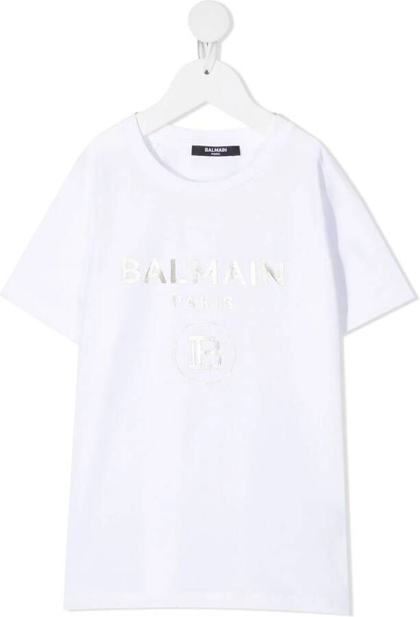Balmain Kids T-shirt met logoprint Wit