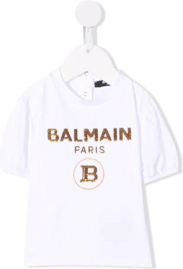 Balmain Kids T-shirt met logoprint Wit