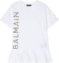 Balmain Kids T-shirtjurk met logoprint Wit - Thumbnail 1