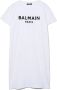 Balmain Kids T-shirtjurk met logoprint Wit - Thumbnail 1