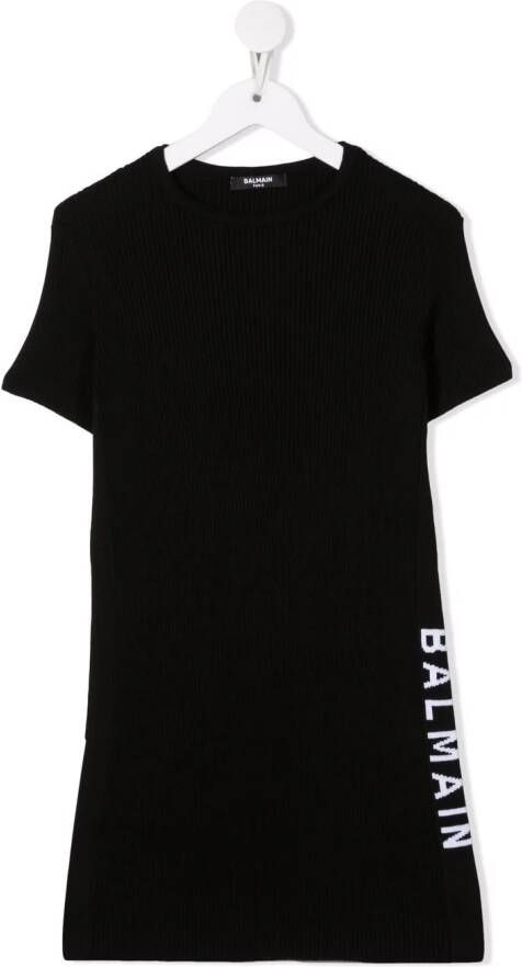 Balmain Kids T-shirtjurk met logotape Zwart