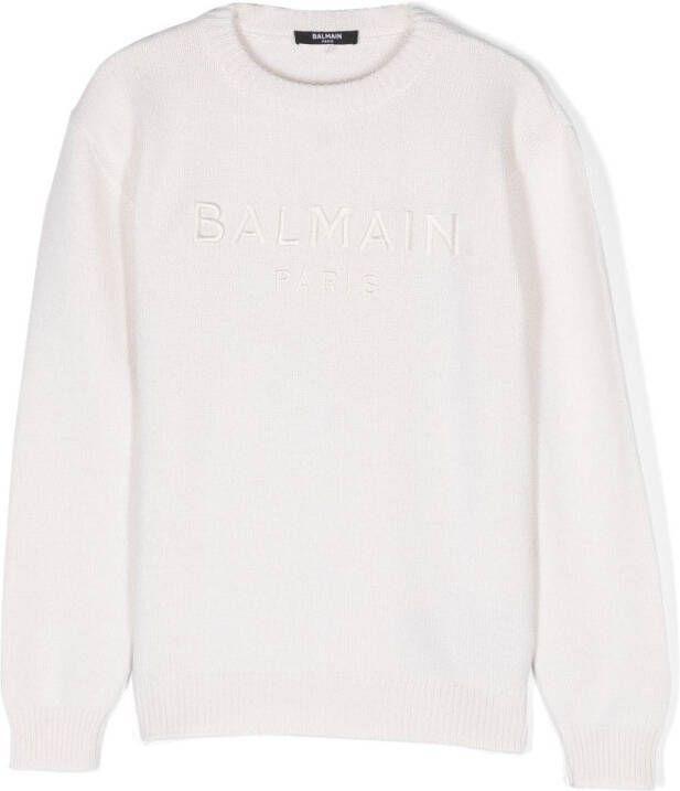 Balmain Kids Trui met geborduurd logo Beige