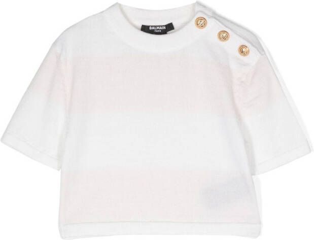 Balmain Kids Wollen T-shirt Wit