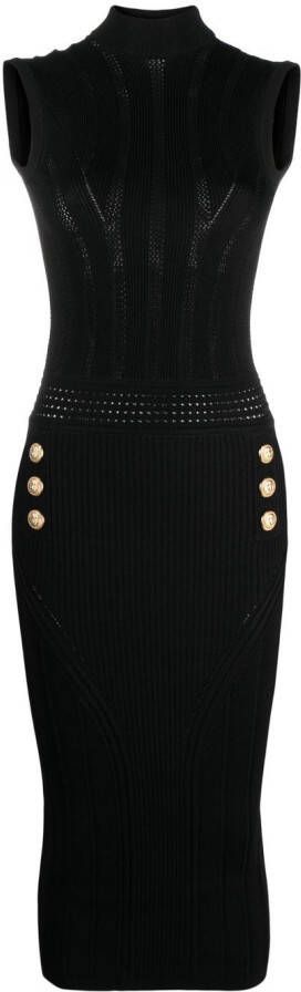 Balmain Gebreide midi-jurk Zwart
