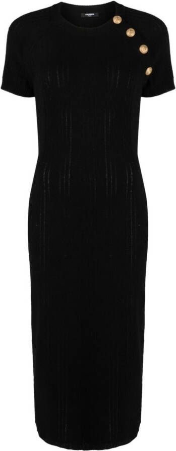 Balmain Gebreide midi-jurk Zwart