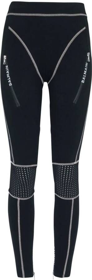 Balmain -gepersonaliseerde jersey leggings Black Dames