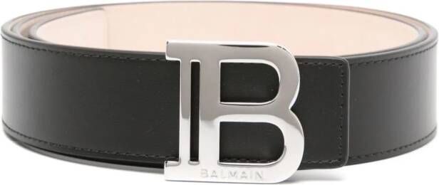 Balmain Leren gespriem met B-logo Zwart