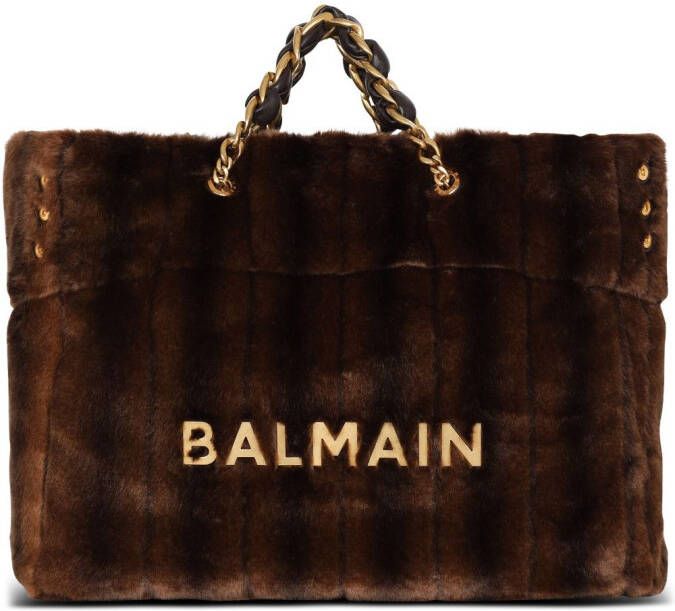 Balmain Leren shopper Bruin