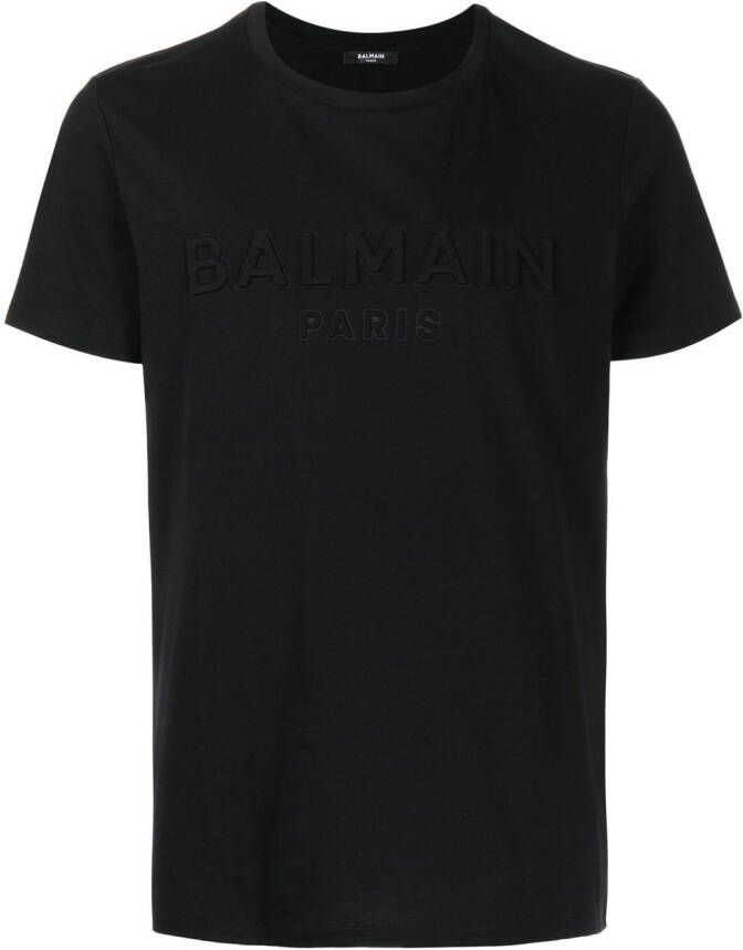 Balmain T-shirt met logo-reliëf Zwart