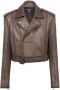 Balmain Leren jack Bruin - Thumbnail 1
