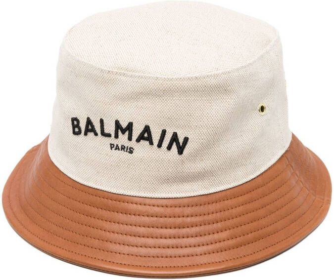 Balmain Vissershoed met geborduurd logo Beige