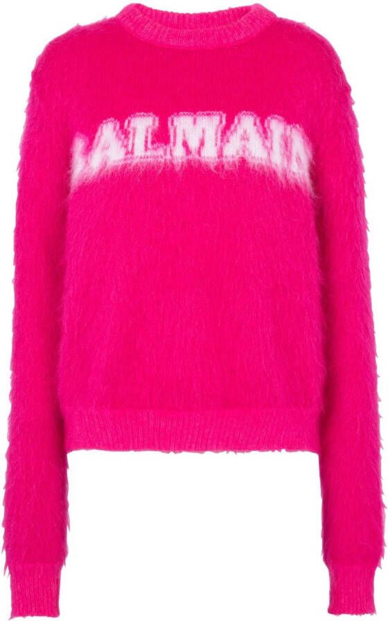 Balmain Trui met logo-jacquard Roze