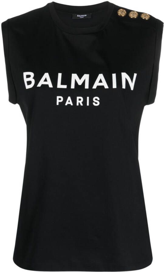 Balmain Top verfraaid met knopen Zwart