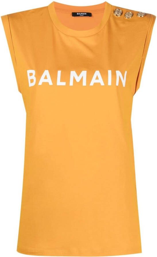 Balmain T-shirt met logoprint Oranje