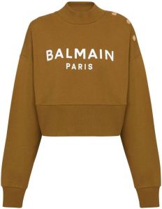 Balmain Sweater met logoprint Bruin