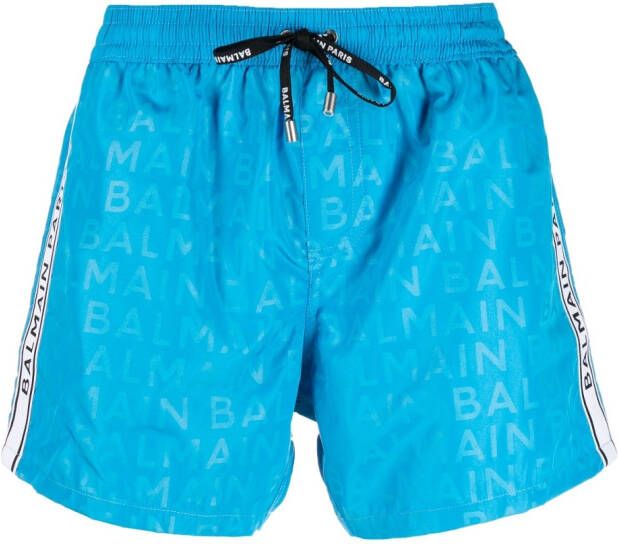 Balmain Zwembroek met logoprint Blauw