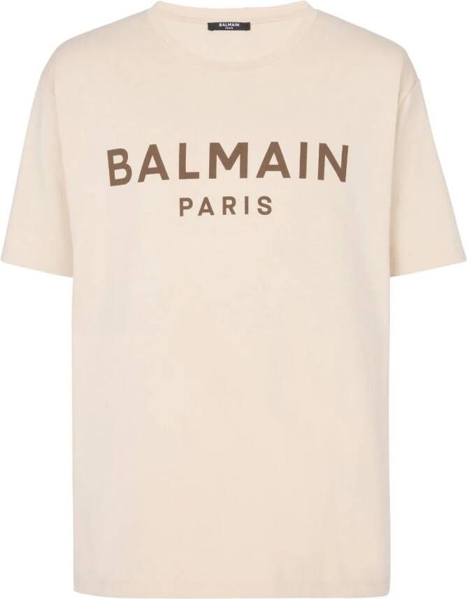 Balmain T-shirt met logoprint Beige