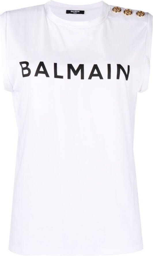 Balmain T-shirt met logoprint Wit