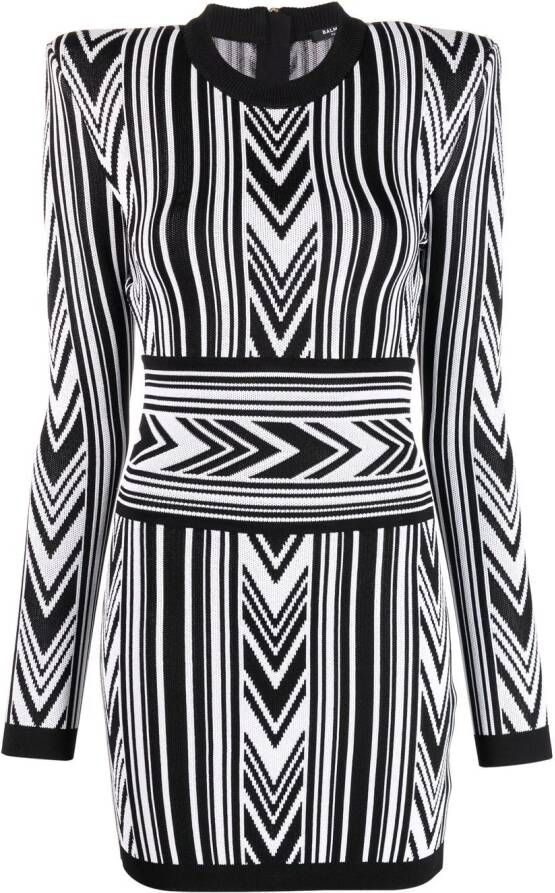 Balmain Mini-jurk met jacquard Zwart