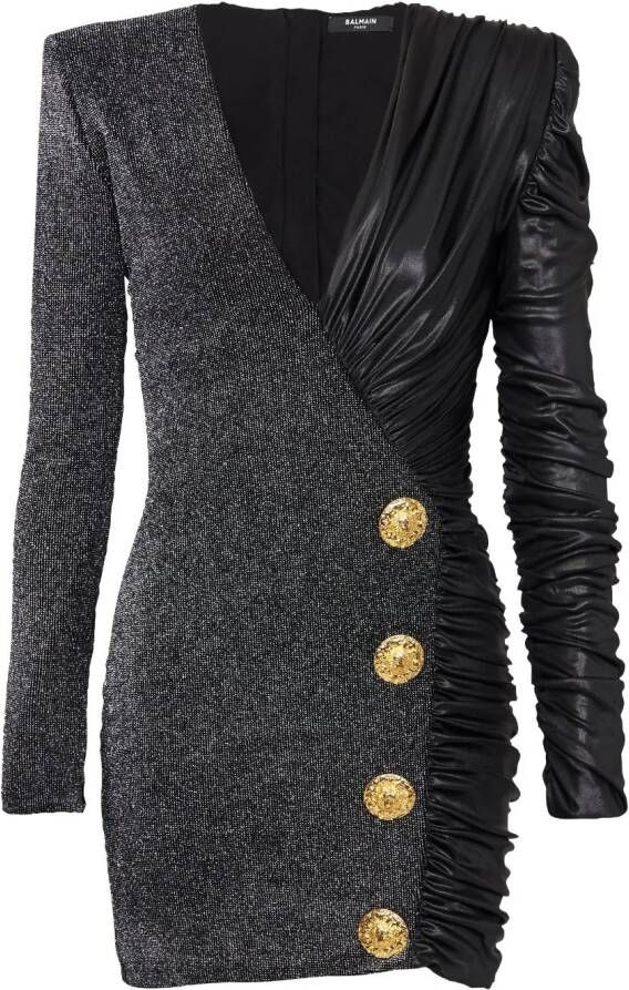 Balmain Mini-jurk met knoopdetail Zwart