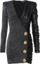 Balmain Mini-jurk met knoopdetail Zwart - Thumbnail 1
