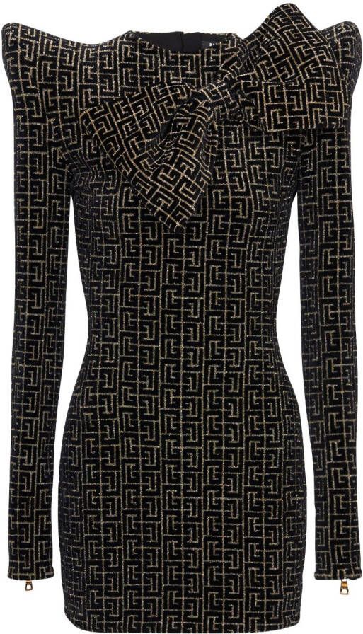 Balmain Mini-jurk met monogramprint Zwart