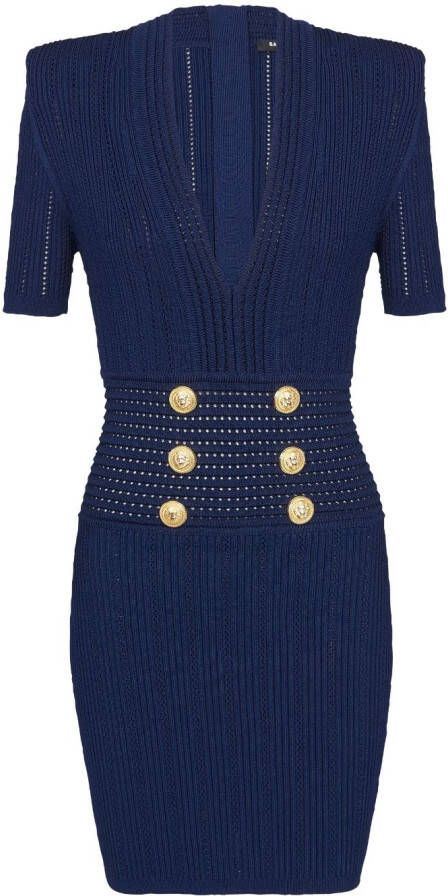 Balmain Mini-jurk verfraaid met knoop Blauw