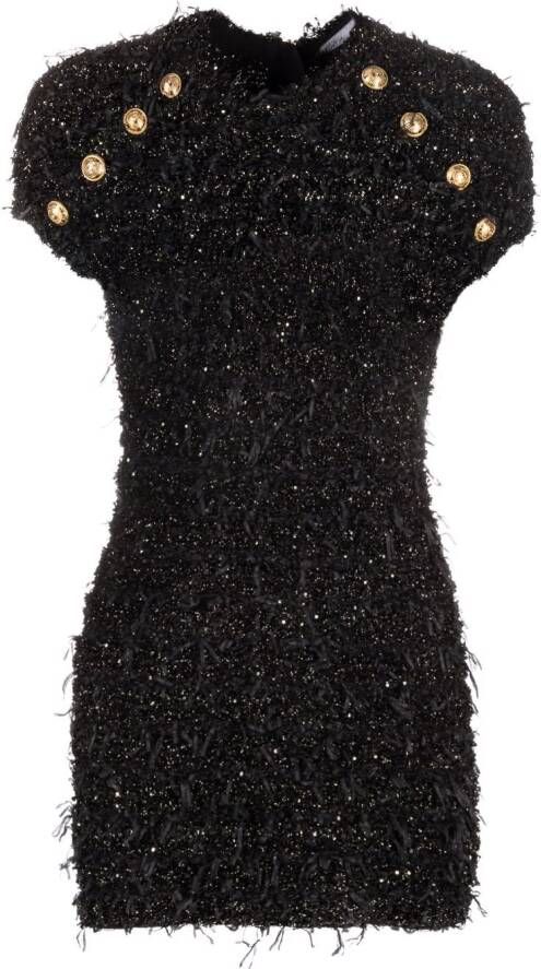Balmain Mini-jurk verfraaid met pailletten Zwart