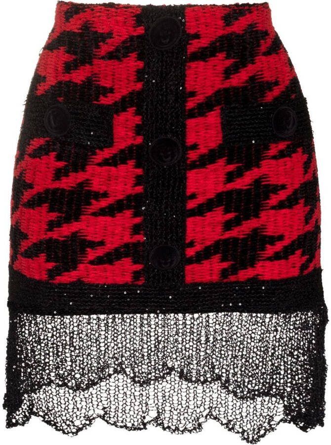 Balmain Mini-rok met pied-de-poule print Rood