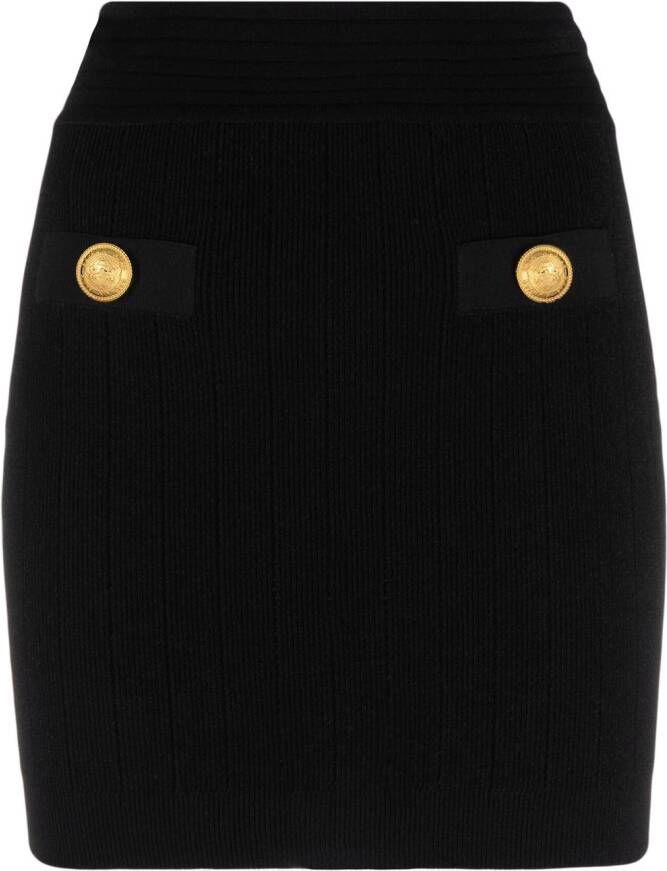 Balmain Mini-rok met verfraaide knoop Zwart