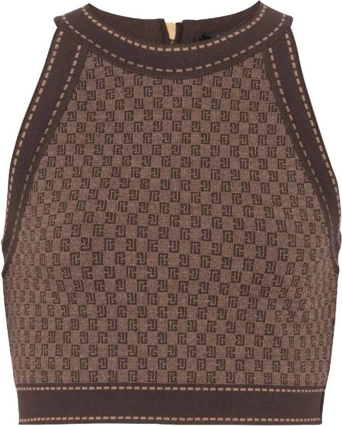 Balmain Top met jacquard Bruin
