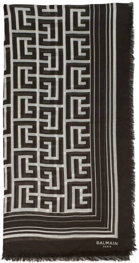 Balmain Sjaal met monogram-patroon Zwart