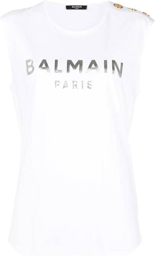 Balmain Mouwloos T-shirt Wit