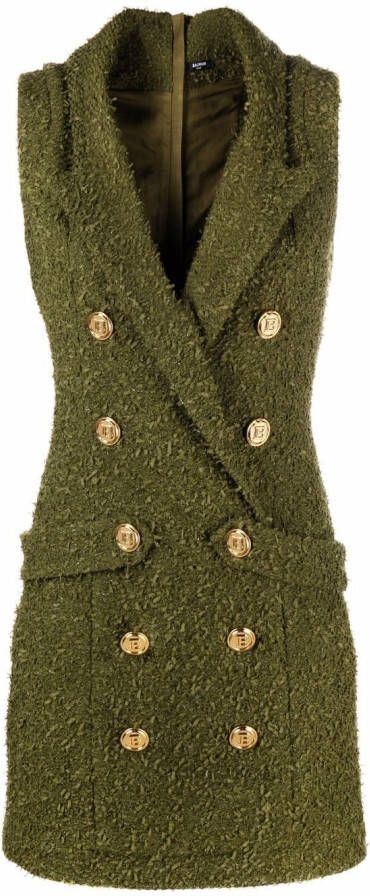 Balmain Mouwloze jurk Groen