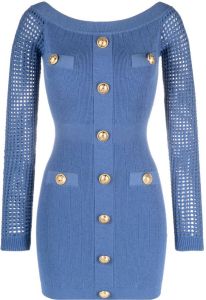 Balmain Off-shoulder mini-jurk Blauw