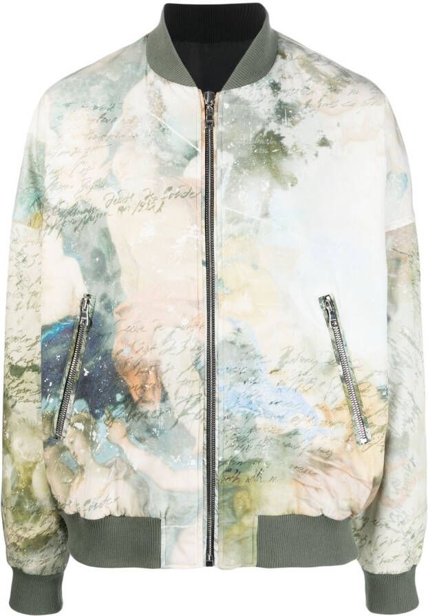 Balmain painting-print reversible bomber jacket Zwart