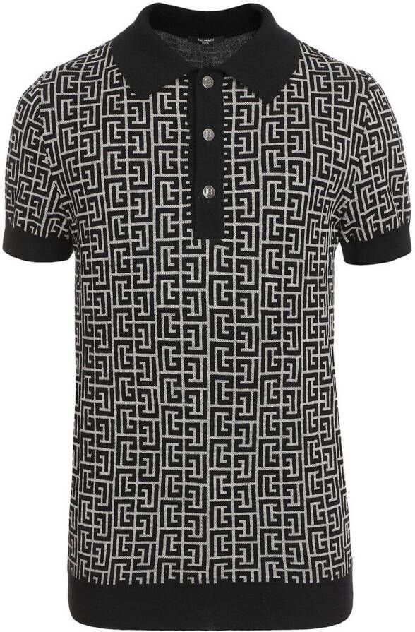 Balmain Poloshirt met jacquard Zwart