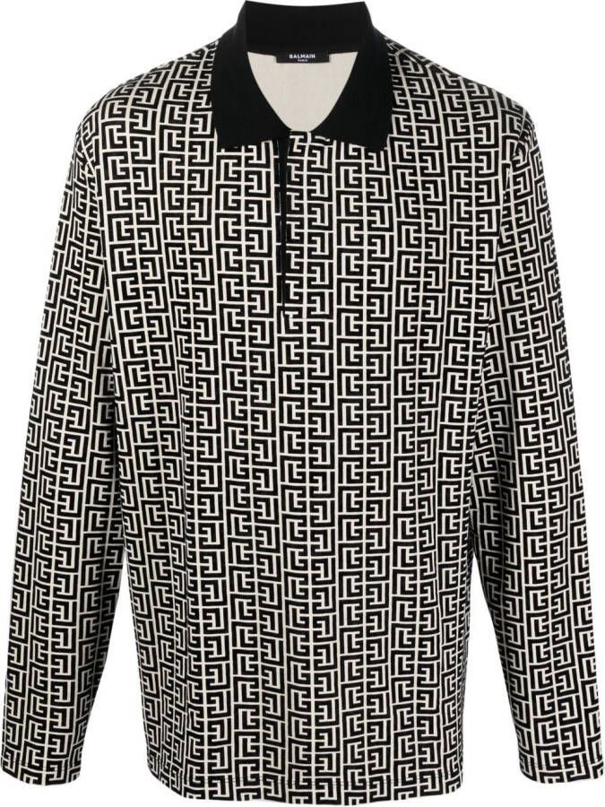 Balmain Poloshirt met monogram Zwart