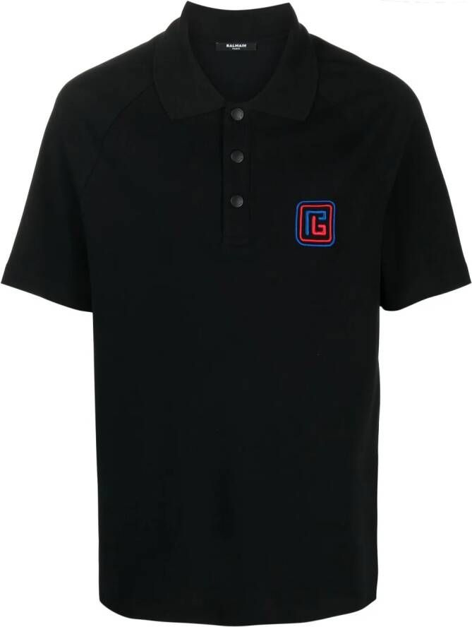 Balmain Poloshirt met geborduurd logo Zwart