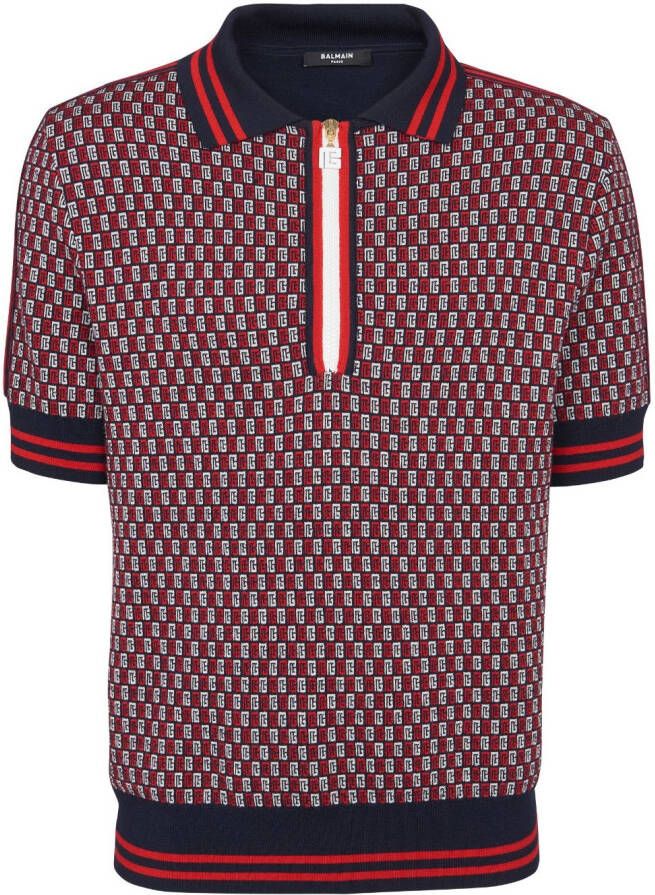Balmain Poloshirt met monogram Rood