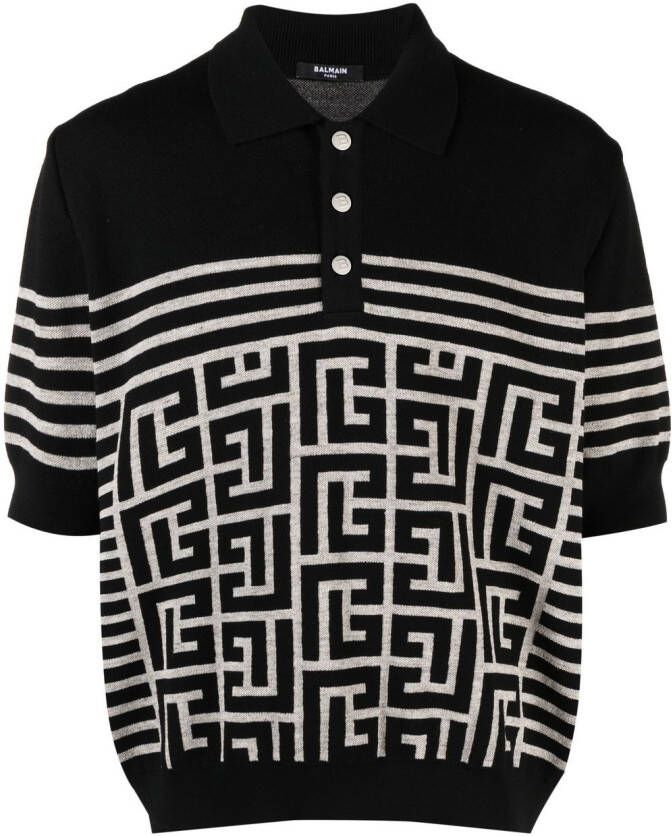 Balmain Poloshirt met monogram Zwart