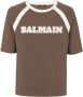 Balmain T-shirt met monogramprint Bruin - Thumbnail 1