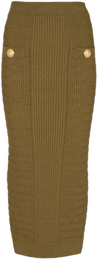 Balmain Midi rok van gebreide stof Green Dames